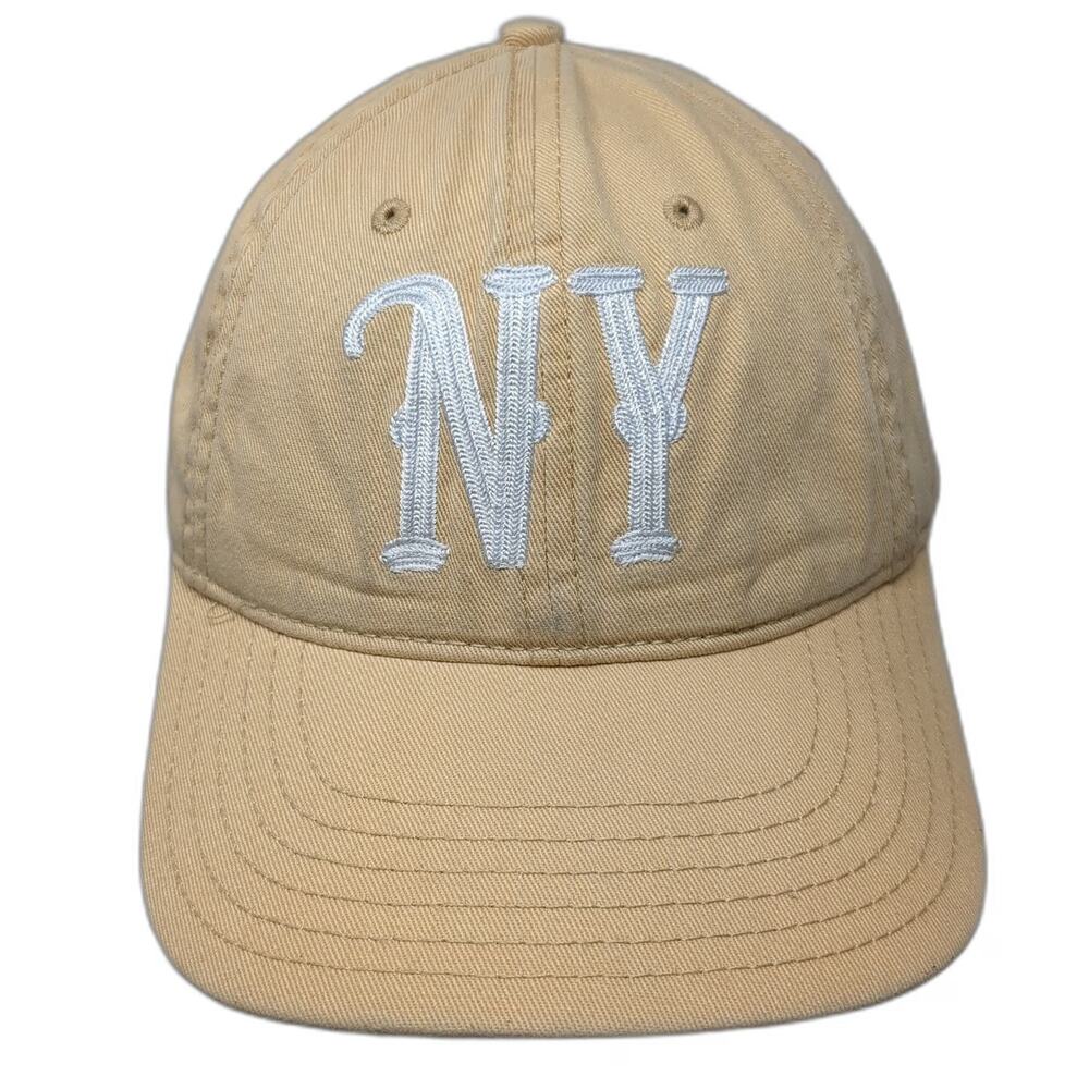 Mighty Fine Baseball Cap Beige One Size Slideback Cotton Embroidered NY Hat